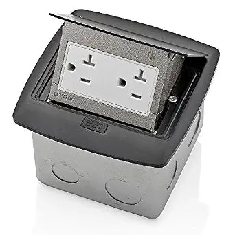 Leviton Pop-Up Floor Box with 20 Amp, Tamper-Resistant Outlet, PFTR2-MB, Black
