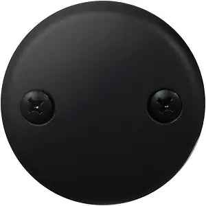 Westbrass R329-62 3-1/8" Two-Hole Bathtub Overflow Face Plate and Screw, Matte Black