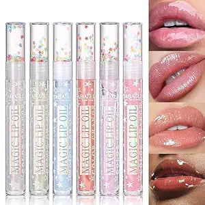 Shimmery Glitter Lip Gloss 6 Colors Liquid Lipstick Set Plumping Lip Oil | Syrupy gloss | Long Lasting | Moisturizing| High Shine | Lip Glow Set (6 Colors/Set)