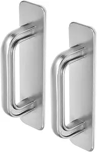 2 Pack Adhesive Cabinet Handles, Stick on Handles for Cabinets, No Drill Peel and Stick for Kitchen Cabinet Closet Glass Sliding Shower Door Handle (Silver)