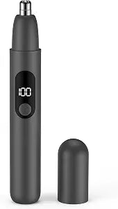 Smity Nose Hair Trimmer, Rechargeable Cordless Painless Ear Eyebrow Trimming Tool Dual Edge Blades Razor Easy Cleansing with LED Light for Man Woman (Black)