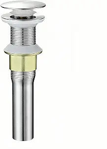 Pop-Up Sink Drain for No Overflow Basin, Stainless Steel, Hair Catcher Filter, 7.09 inch Length, Brushed Nickel (Nonporous)
