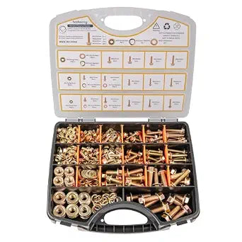 528Pcs Flange Metric Bolt Assortment  8.8 Grade, M5, M6, M8, M10 Heavy Duty Hex Bolts and Nuts Kit, Yellow Zinc Plating for Outdoor, Durable Storage Case, Ideal for DIY, Automotive