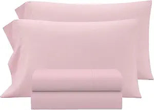 Heritage Kids 4-Piece Full Sheet Set,Pink,Includes Top Sheet, Fitted Sheet & 2 Pillowcases,Ultra-Soft Microfiber Kids Bed Sheet Set