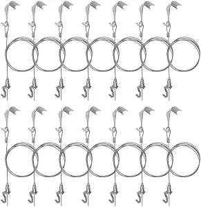 Sturdy Picture Rail Hanging System, 66 lb (30 kg) Max Load Capacity, Adjustable Wire Hooks Kit, 3ft (1 m) Length Cable with Loop, Frames Display kit (14 Pack), Silver