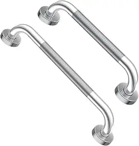 16 &12 Inch Anti-Slip Shower Grab Bar,YuanDe Bathroom Grab Bar Handle with Textured Grip, Bundle Shower Balance Bar, Safety Hand Rail Support, Handicap Elderly Senior Assist Bath Handle,Chrome