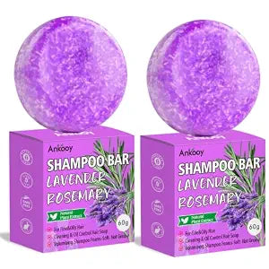 2 Pack Lavender&Rosemary Shampoo Bar for Hair Growth,Deep Cleansing for Scalp Hair Loss Shampoo Soap,Refreshing Herbal Hair Oil Control,Natural Solid Shampoo Bar,Sulfate&Silicone Free,Gift for Women