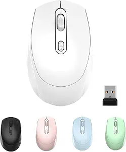 ONE-UP Wireless Mouse, 2.4G, Silent, USB Nano Receiver, for Laptop, Chromebook, PC, Mac, Windows and School Work (White)