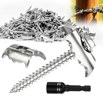 50 PCS Fence Staples 304 Stainless Reusable Wire Fencing Staple Screw Nail