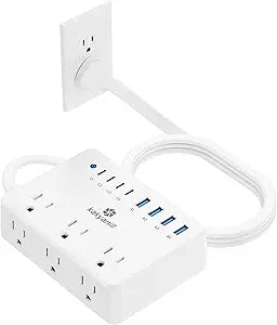 Kakyanill 100W Charging Station, Power Strip with 6 AC Outlets 8 USB Ports