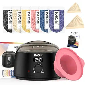 KeShi Waxing Kit for Women and Men, Digital Wax Warmer with 6 Bags Hard Wax Beads, at-Home Hair Removal Wax Kit for Full Body, Face, Eyebrow, Bikini, Legs, Brazilian Sensitive Skin