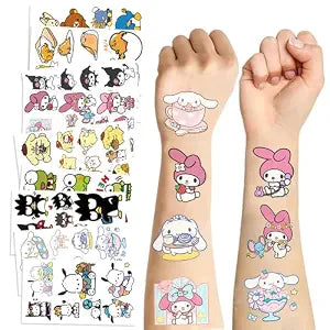 Cartoon Melody Kuromi Pompompurin Keroppi Temporary Tattoos & Face Stickers