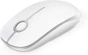VssoPlor Wireless Mouse, 2.4G Slim Computer Laptop Mouse, White and Silver