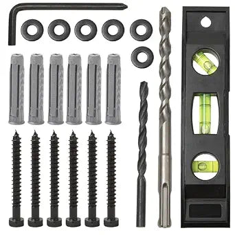 22PCS TV Wall Mount Hardware Kit, M8 Lag Bolt Kit with Anchors, Washers, Bubble Level, Allen Key & 2 Drill Bits, Heavy-Duty TV Mounting Screws for Wood Stud, Brick & Concrete
