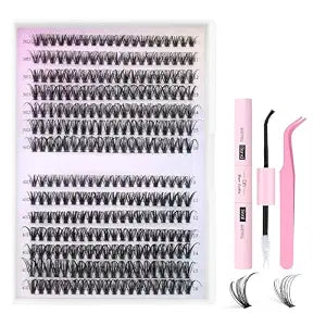 Pawotenes Lash Eyelash Extension Kit 280pcs Individual Eyelashes Kit Cluster Lashes Individual Cluster 9-16mm Lash Extension Kit with Lash Bond and Seal (30D&40D-9-16MIX KIT) lash cluster