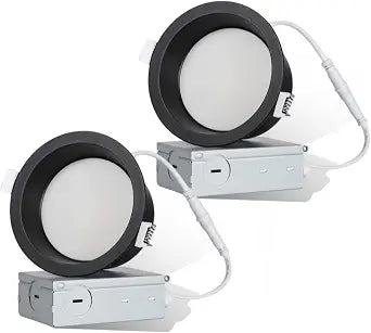 4 Inch Black Anti Glare Ultra-Narrow Trim LED Recessed Light, 2 Pack