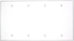 Leviton 4-Gang No Device Blank Wallplate, Standard Size, Thermoset, Box Mount, 88064, White