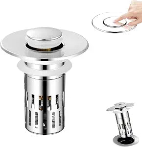 2025 New Universal Pop-Up Bathroom Sink Stopper with Hair Catcher, Pop-Up Removable Bathroom Sink Strainer, Easy-Install Sink Drain Strainer
