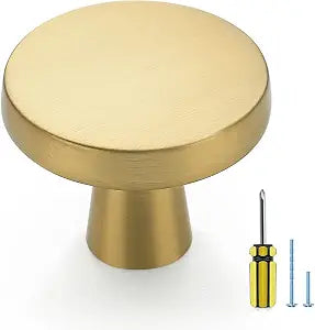 Ravinte Brushed Brass Solid Knobs Gold Kitchen Cabinet Pull,10 Pack,Round-5