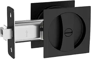 Lethato Pocket Door Hardware Pocket Door Lock, Matte Black Square 1Pack
