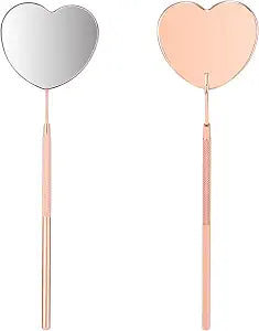 2.2-Inch Heart-Shaped Detachable Stainless Steel Lash Mirror for Eyelash Extensions, Supplies and Tool for Lash Techs, Rose Gold