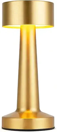 HPUFKOT Portable LED Table Lamp, 3-Levels Brightness Metal Desk Lamp,3 Color Touch Control RechargeableLamp, Ideal Bedside Lamp for Nightstand, Bedroom,Living Room (Light Golden)