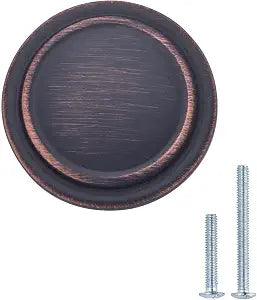 Amazon Basics Straight Top Ring Cabinet Knobs for Kitchen and Drawers, 1.25-inch Diameter, Oil Rubbed Bronze, 25-Pack