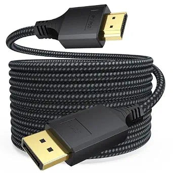 Display Port to HDMI Cable 15Ft Long, 4K@30Hz 1080P@120Hz DP to HDMI, Black