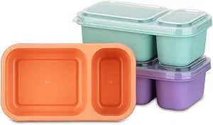 2-Compartment Reusable Snack Containers with Lids Reusable Snack Packs