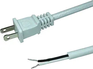 2 Prong Polarized 18 Gauge 10ft Power Cord, White