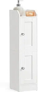 VASAGLE Small Storage Corner Floor Cabinet, 2 Doors, Cloud White
