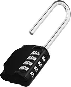 ZHEGE Long Shackle Padlock, 4.53" Height, 2.62" Shackle Height (Black)