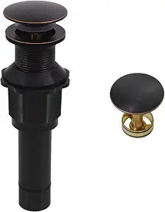 Bathroom Sink Drain Without Overflow, Oil Rubbed Bronze Bathroom Sink Stopper for Vanity Vessel Sink, Rapid Draining Stainless Steel Pop Up Drain with Hair Catcher Anti-Clog Strainer