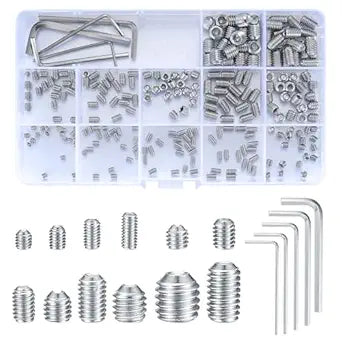 240 Pcs Set Screws Assortment Kit (M3,M4,M5,M6,M8) with Allen Keys