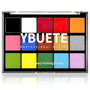 YBUETE 15-Color Water Based Face Body Painting Palette for Halloween Makeup