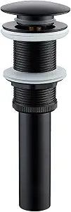 Bathroom Vessel Sink Drain Stopper Black Solid Brass Pop up Drain Without Overflow for Basin Sink Lavatory Vanity Sink