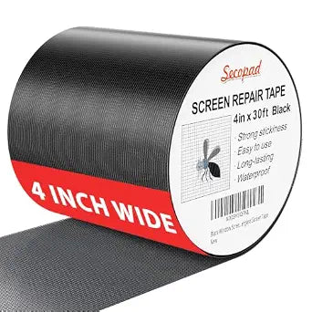 Secopad 4" x 360" (30FT) Screen Repair Tape, Screen Repair Kit, Black