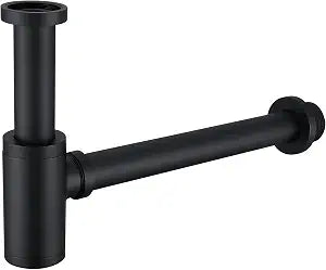 Brass Bottle P Trap 1 1/4", Adjustable Height Sink P Trap for Vessel and Pedestal Sinks, Removable Anti-Odor Design, Rust Resistant Bathroom Sink P Trap Kit(Matte Black)