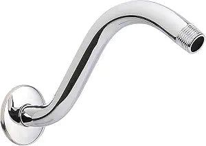 SUPPLYGIANT S Shaped Shower Arm with Flange 8 Inch Stainless Steel Wall 1/2 Inch Threated Connector, Chrome Finish