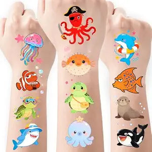 Ocean Animal Temporary Tattoos for Kids ï¿½ï¿½ï¿½ 108 Pre-Cut 