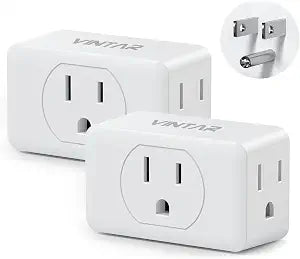 VINTAR Multi Plug Wall Outlet Extender 2 Pack, 3 Way Plug Adapter, White