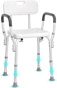 VEVOR Shower Chair, Shower Seat with Back, Adjustable Height Shower Stool, Shower Chair for Inside Shower Bathtub, Non-Slip Bathroom Bench Bath Chair for Elderly Disabled Handicap, 350 LBS Capacity