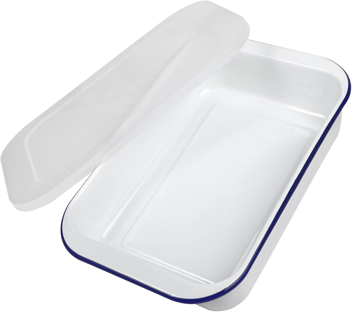 Webake Enamelware 9x13 Baking Pan with Lid Oblong Cake Pan Enameled Steel Roasting Pan Baking Dish Lasagna Pan Food Containers