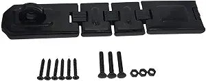 QCAA Extra Heavy Duty Concealed Safety Hasp, Flexible Link, with Hardened Staple, 9" Triple Flexible, Black Coated, 1 Pack