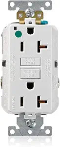 Leviton 20A-125V Extra-Heavy Duty Hospital Grade Non-Tamper-Resistant Duplex Self-Test GFCI Receptacle, GFNT2-HGW, White