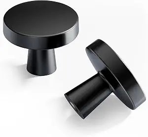 Veise 30 Pack Matte Black 1-1/4 Inch Round Kitchen Cabinet Knobs