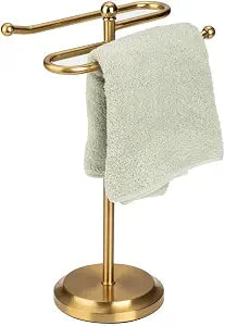 American Dream Bathroom Hand Towel Holder Freestanding S Shape Hand Gold Towel Rack Towel Stand with Double Bars for Bathroom, Kitchen Countertop