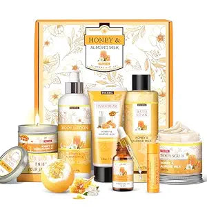 Birthday Gifts for Women, 9PCS Almond Milk & Honey Bath and Body Gifts Set