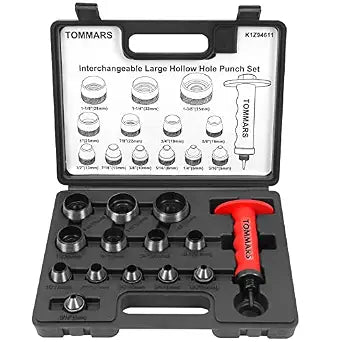 TOMMARS 14-Piece Hollow Punch Set, 5-35 mm (3/16 to 1-3/8 Inch)