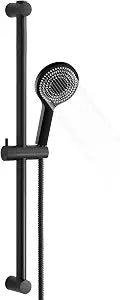 OFFO Shower Slide Bar Combo, 33 in Segmental Slide Bar with 6-Mode High Pressure Handheld Shower Head and 60 in Stainless Steel Hose, Matte Black